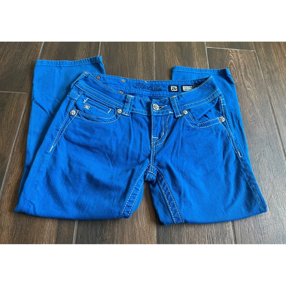 Miss Me Jeans Cuffed Royal Blue Capri Sz 26X21.5 - Picture 3 of 7